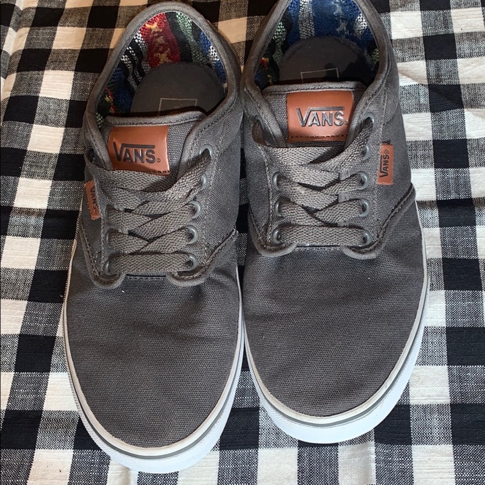 Vans Gray Leather Vans Sz 9